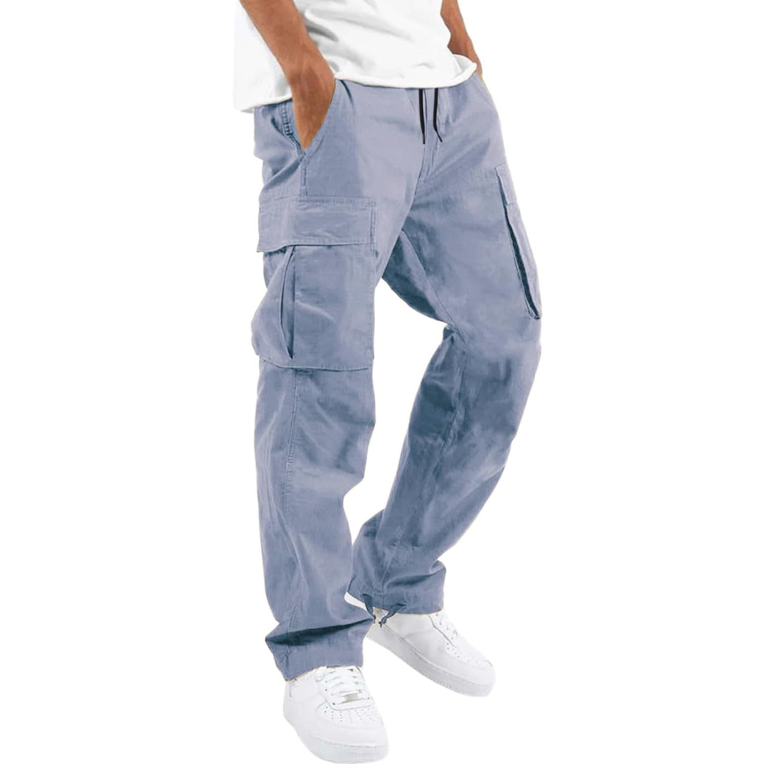 Men's Relaxed Cargo Trousers Multi Pocket Streetwear Utility Pants