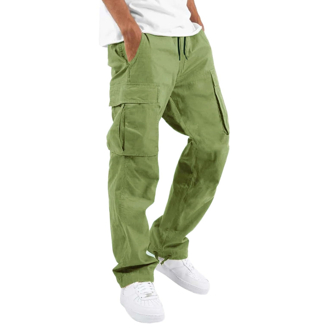 Men's Relaxed Cargo Trousers Multi Pocket Streetwear Utility Pants