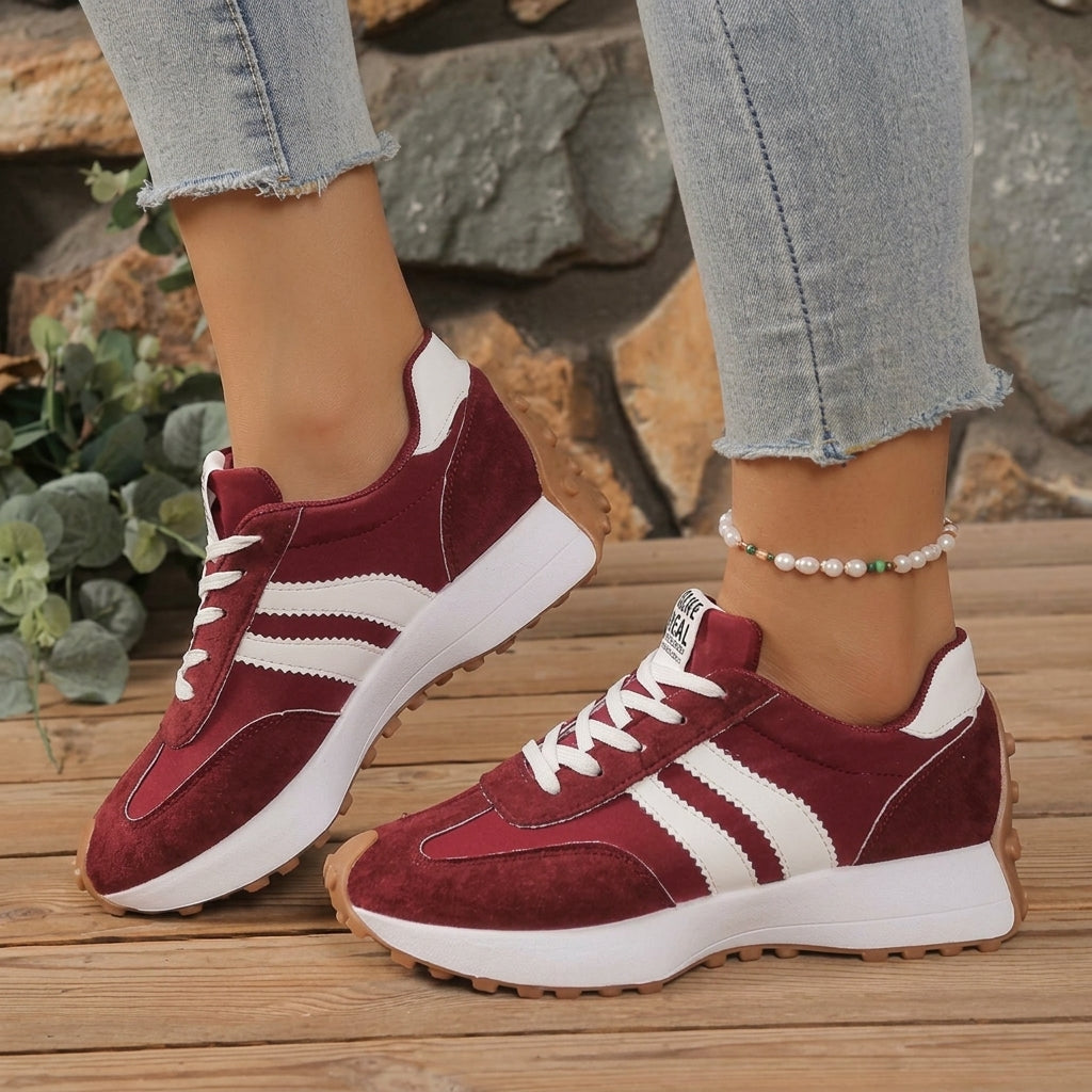 Women's Everyday Orthopedic Knit Walking Sneakers - Red White