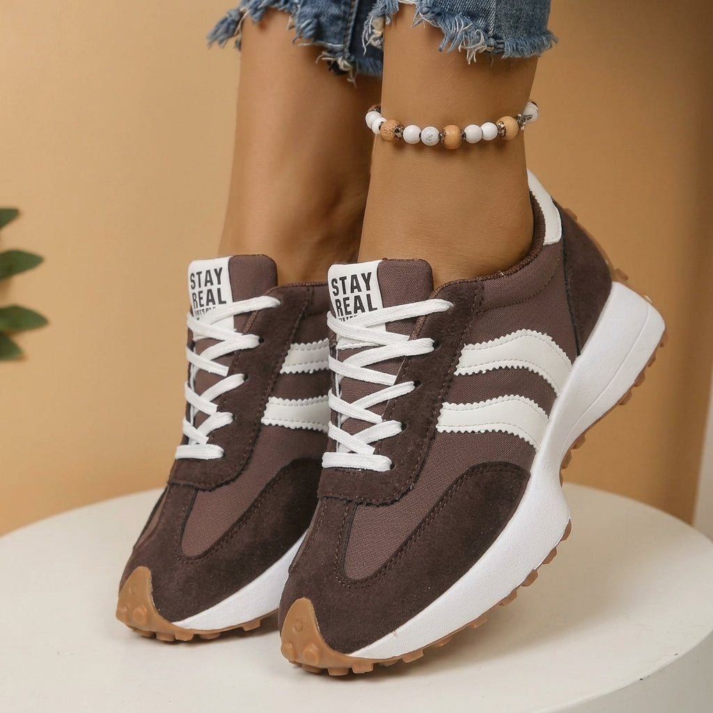 Women's Everyday Orthopedic Knit Walking Sneakers - Brown Cream