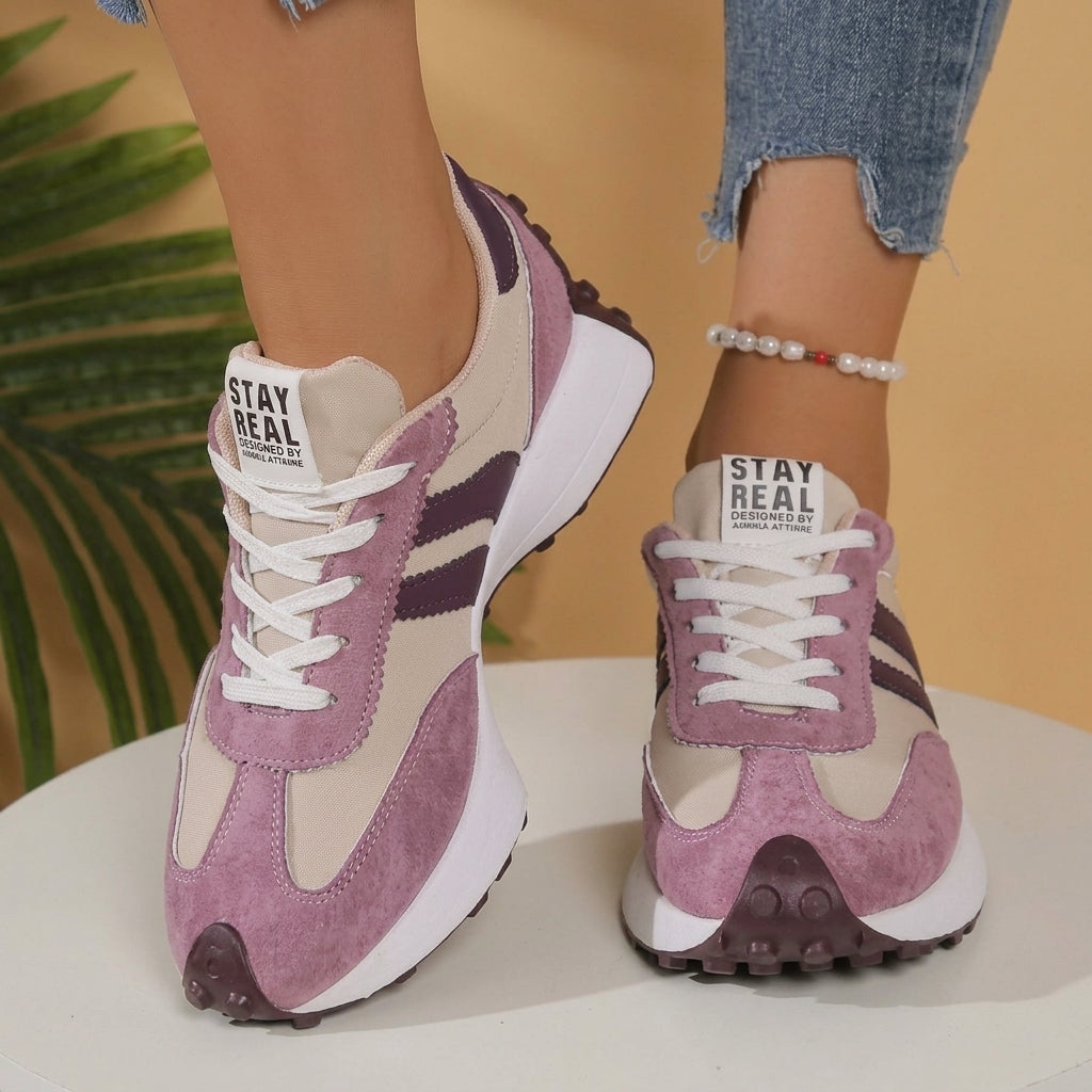 Women's Everyday Orthopedic Knit Walking Sneakers - Purple White