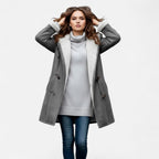 Women's Hooded Button-Front Winter Coat with Pockets