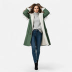 Women's Hooded Button-Front Winter Coat with Pockets
