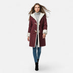 Women's Hooded Button-Front Winter Coat with Pockets
