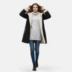 Women's Hooded Button-Front Winter Coat with Pockets