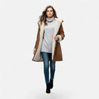 Women's Hooded Button-Front Winter Coat with Pockets