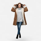 Women's Hooded Button-Front Winter Coat with Pockets