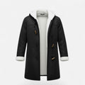 Women's Hooded Button-Front Winter Coat with Pockets