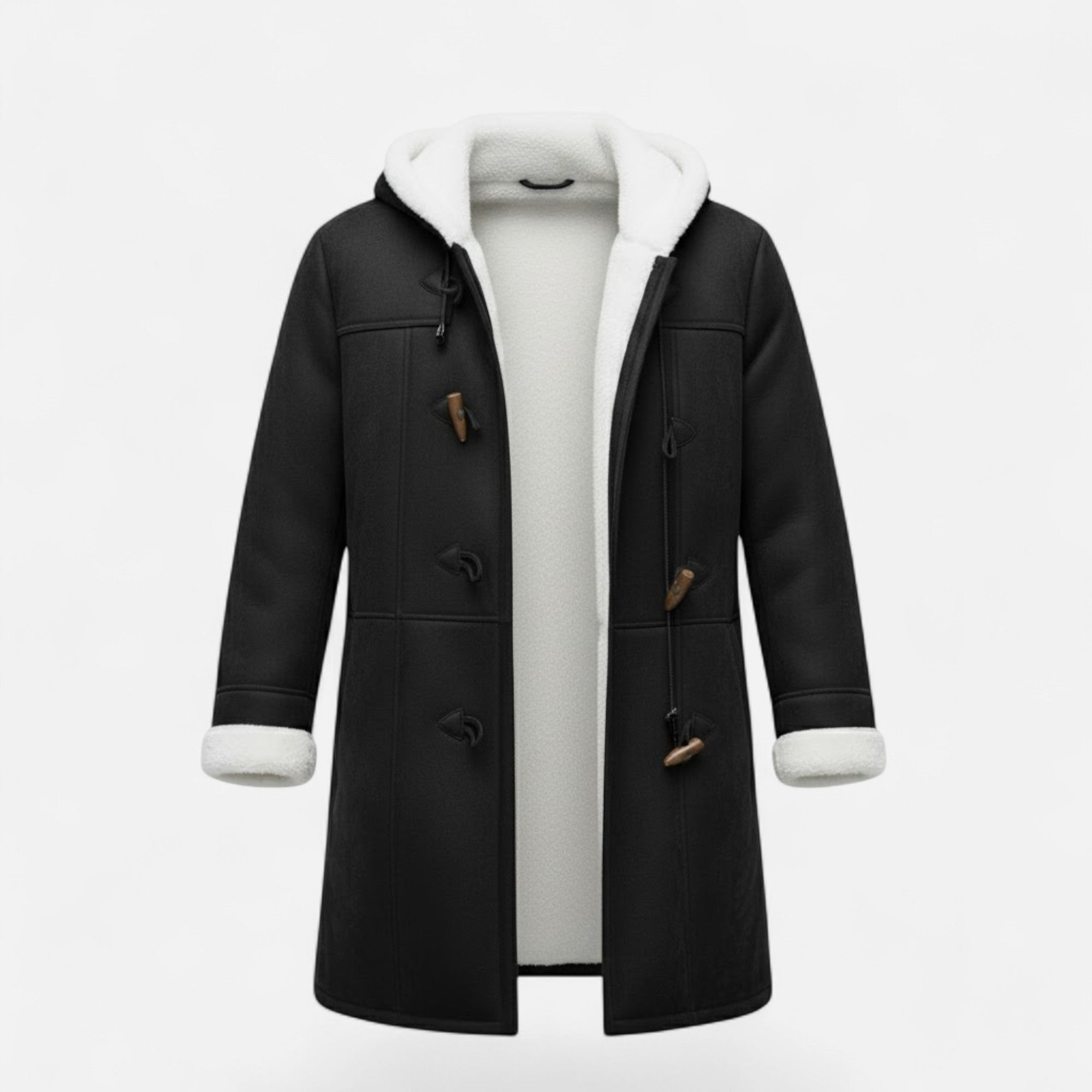 Women's Hooded Button-Front Winter Coat with Pockets