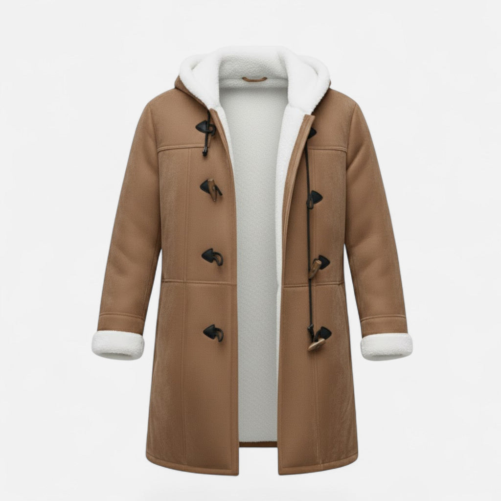 Women's Hooded Button-Front Winter Coat with Pockets