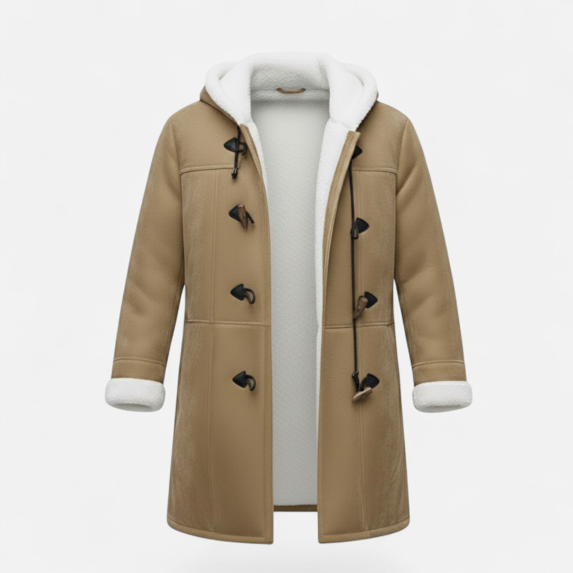 Women's Hooded Button-Front Winter Coat with Pockets