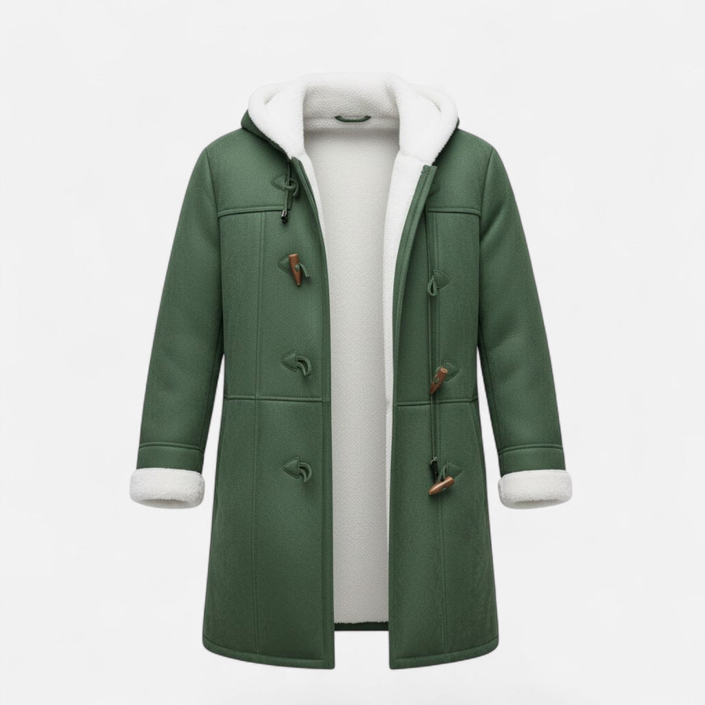Women's Hooded Button-Front Winter Coat with Pockets