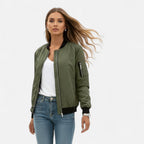 Women's Vintage-Inspired Zip Bomber Jacket