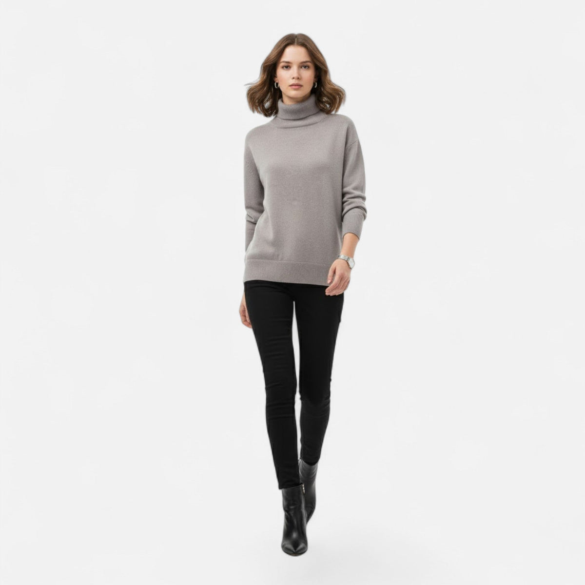 Women's Wool-Blend Turtleneck Sweater – Oversized Thick Knit