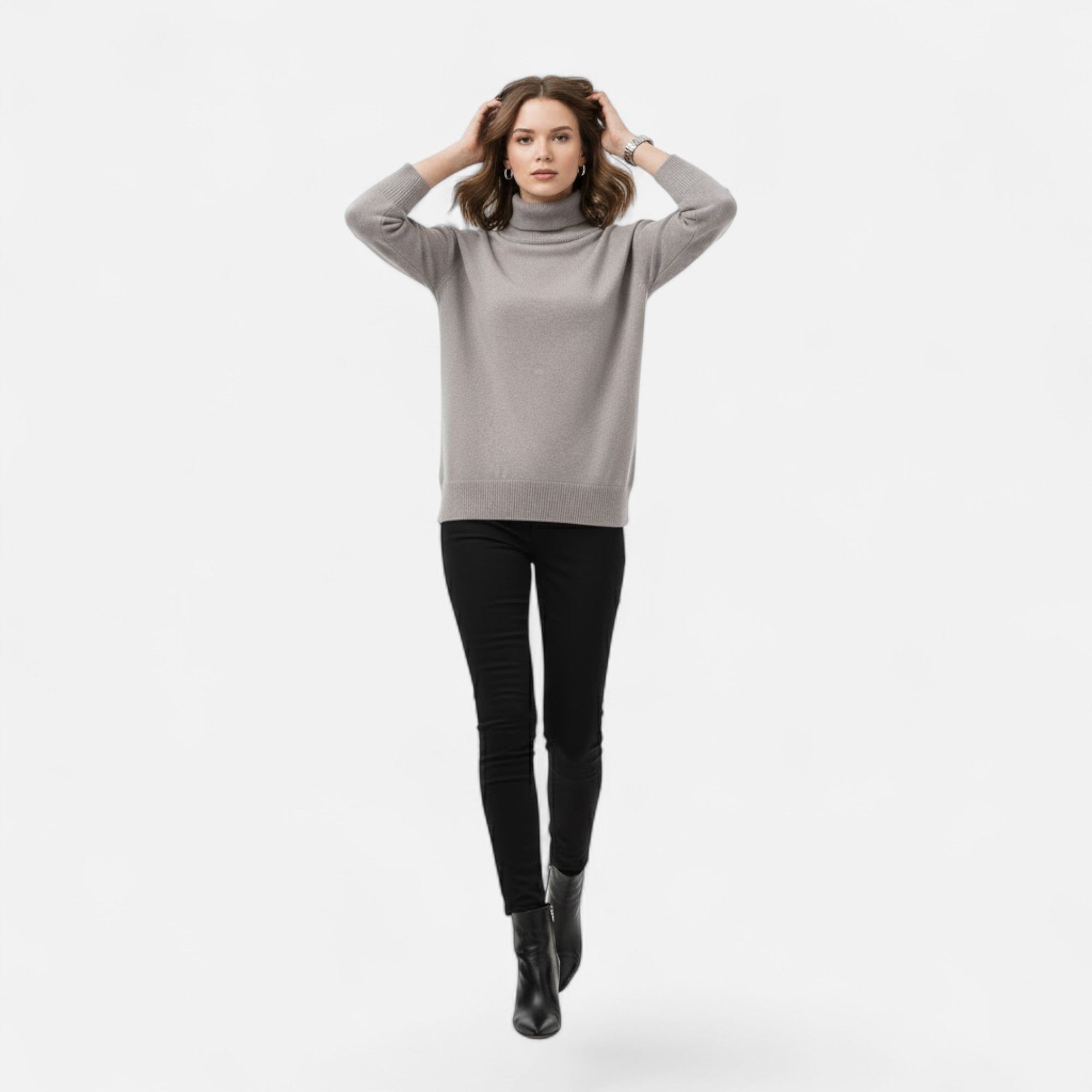 Women's Wool-Blend Turtleneck Sweater – Oversized Thick Knit