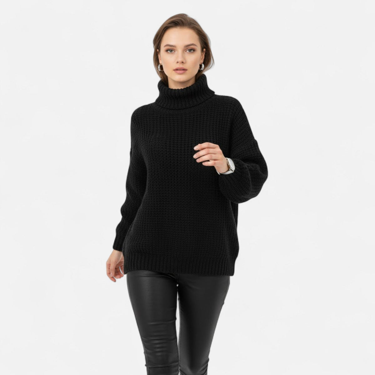 Women's Wool-Blend Turtleneck Sweater – Classic Knit