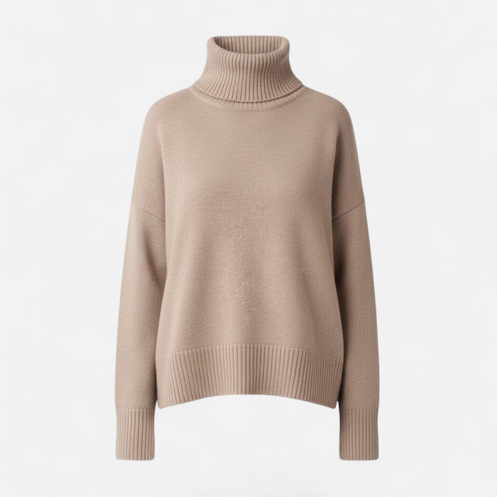 Women's Wool-Blend Turtleneck Sweater – Oversized Thick Knit