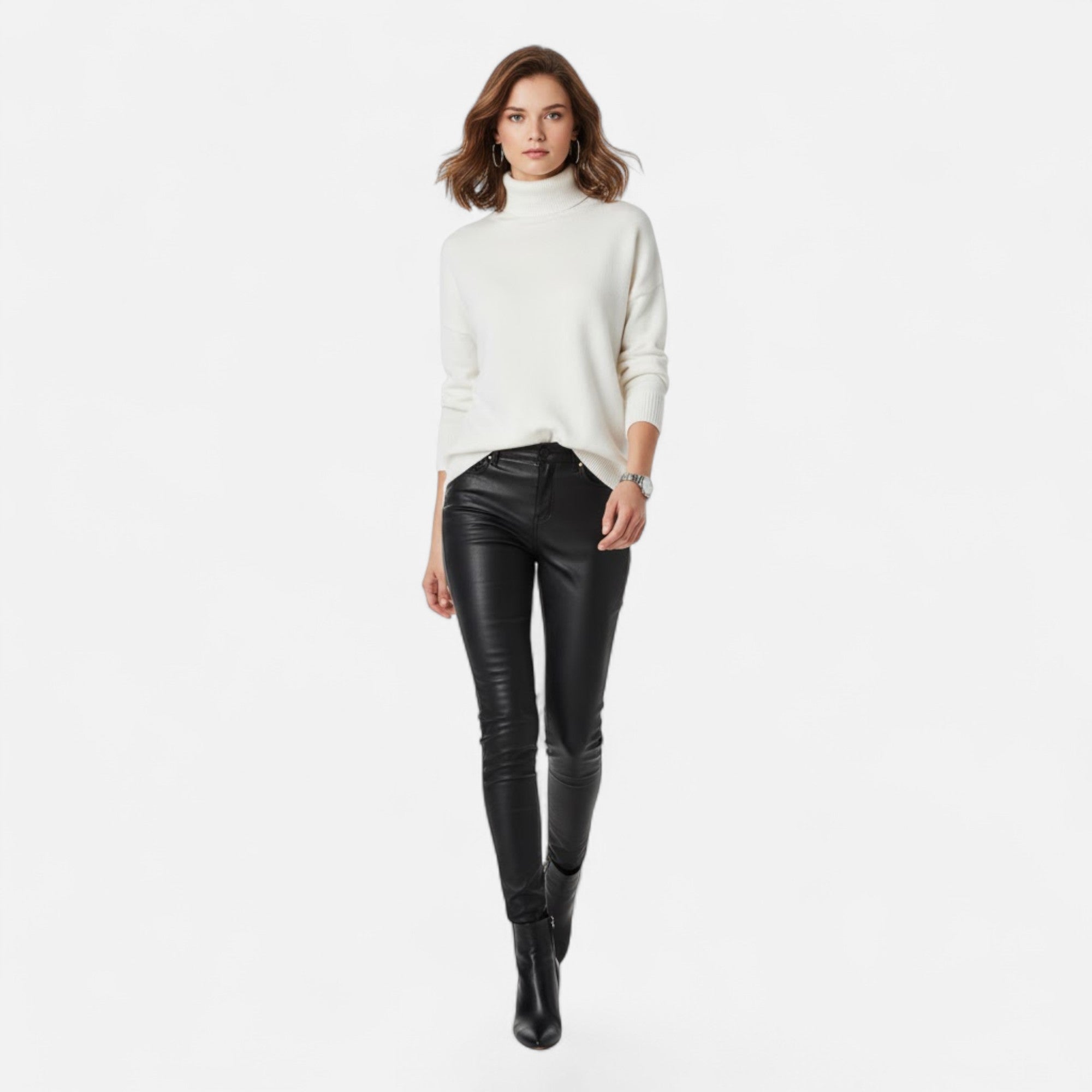 Women's Wool-Blend Turtleneck Sweater – Oversized Thick Knit