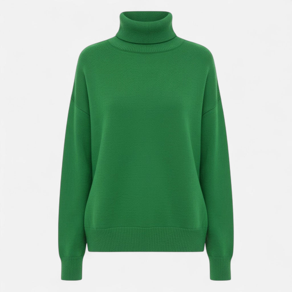 Women's Wool-Blend Turtleneck Sweater – Oversized Thick Knit