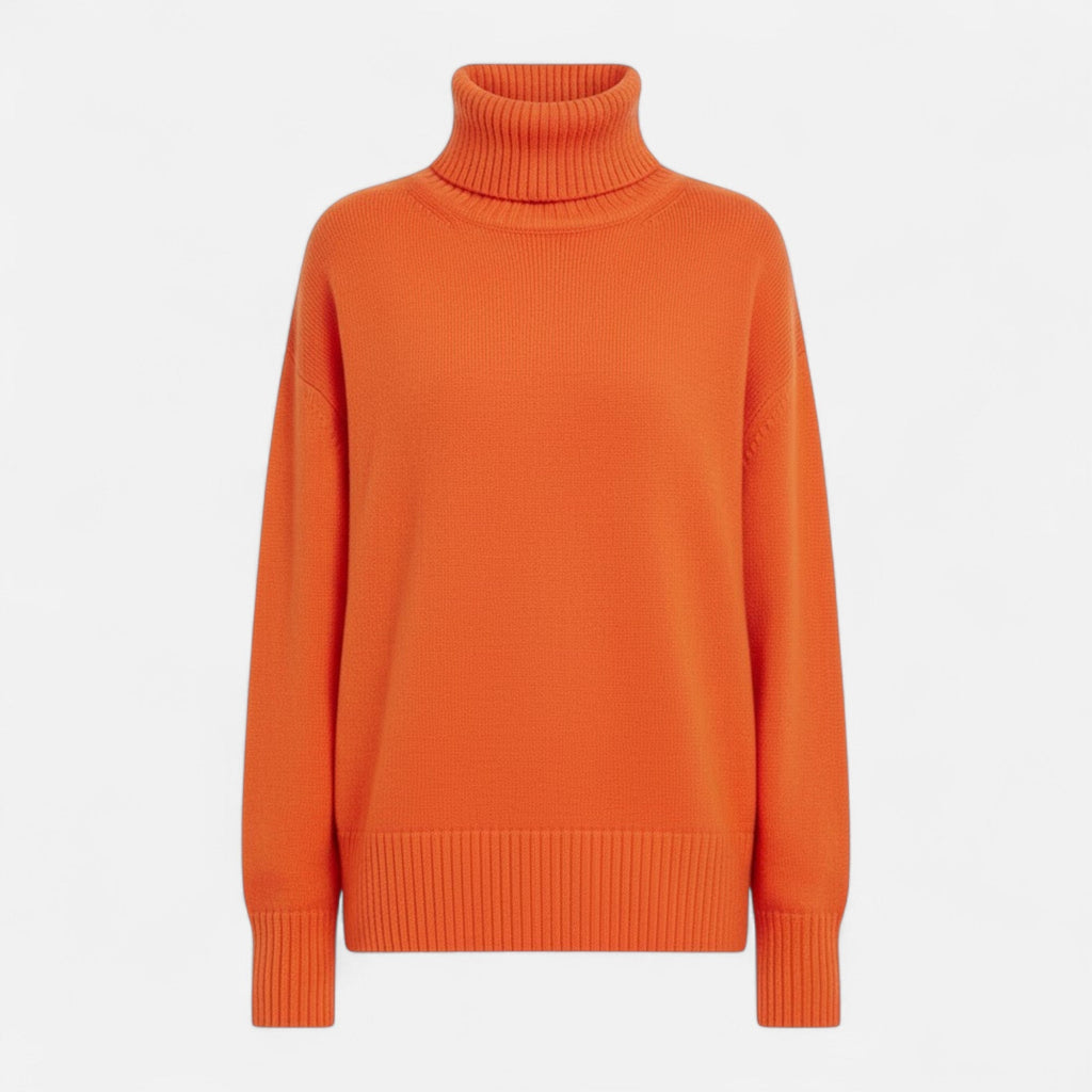 Women's Wool-Blend Turtleneck Sweater – Oversized Thick Knit