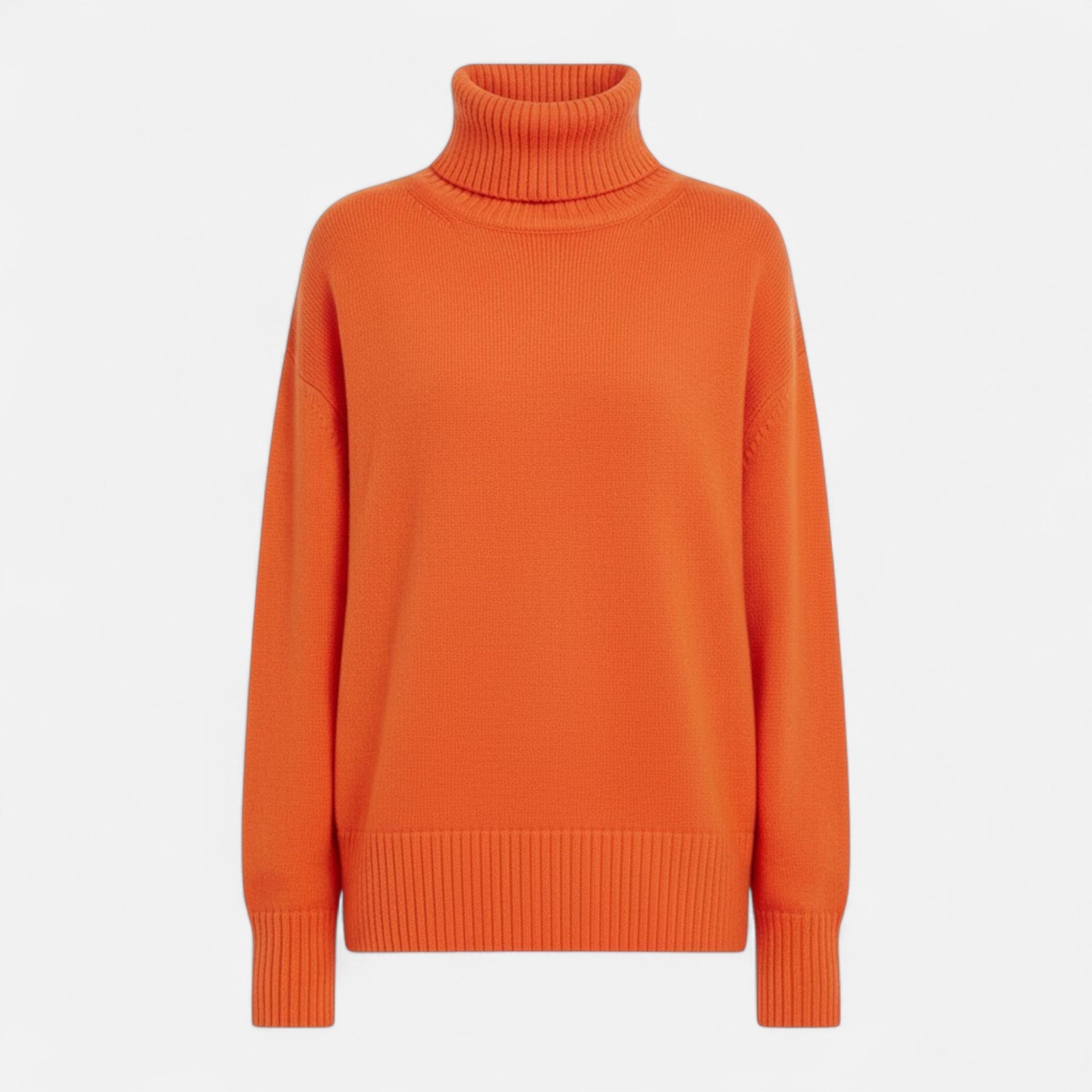 Women's Wool-Blend Turtleneck Sweater – Oversized Thick Knit