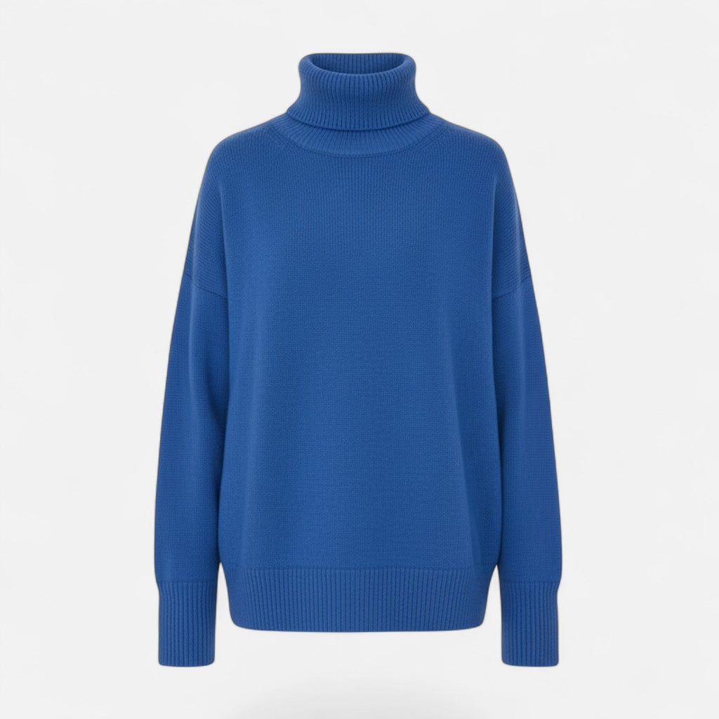 Women's Wool-Blend Turtleneck Sweater – Oversized Thick Knit