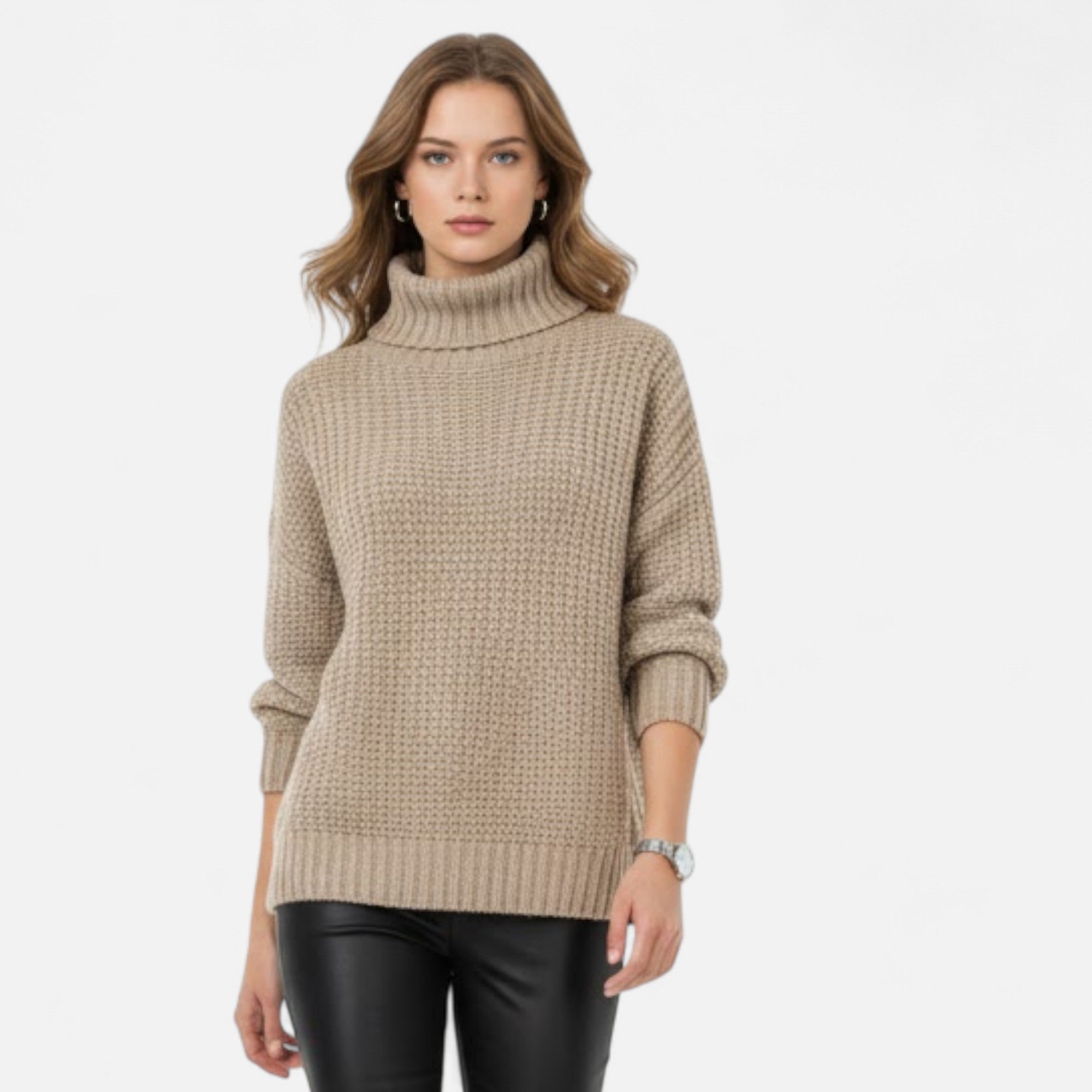 Women's Wool-Blend Turtleneck Sweater – Classic Knit