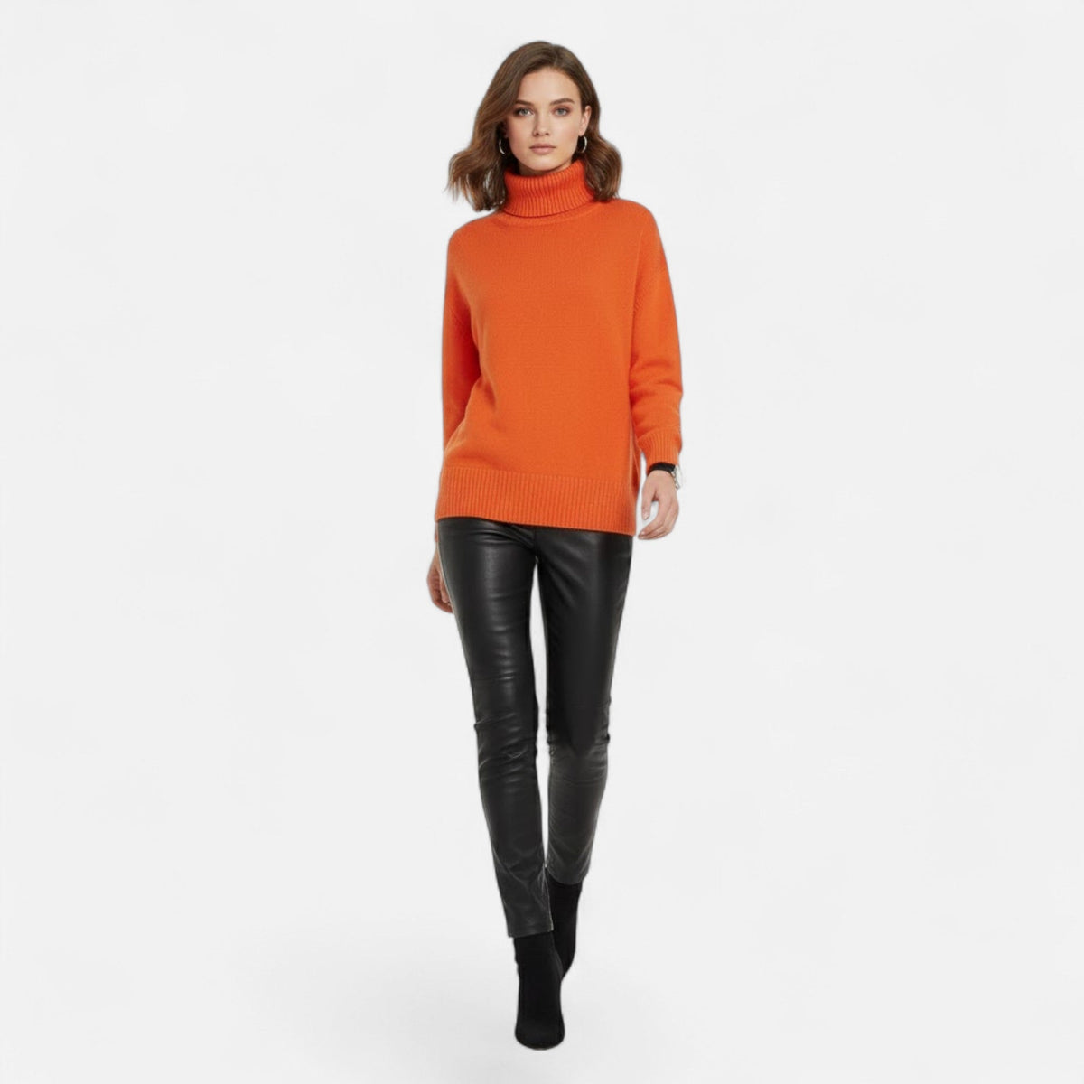 Women's Wool-Blend Turtleneck Sweater – Oversized Thick Knit
