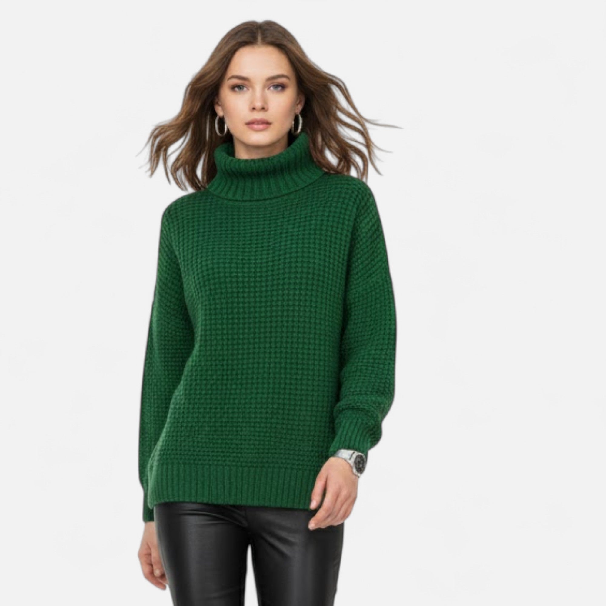Women's Wool-Blend Turtleneck Sweater – Classic Knit