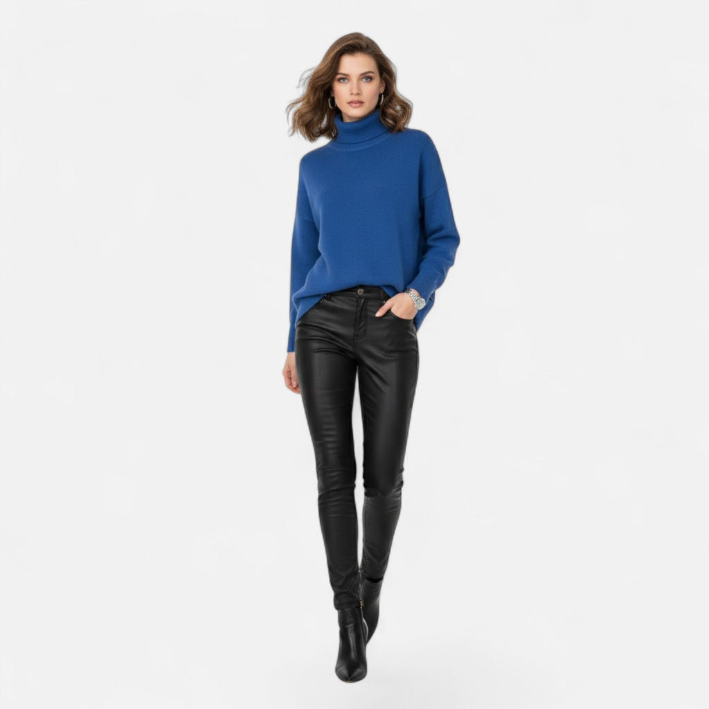Women's Wool-Blend Turtleneck Sweater – Oversized Thick Knit