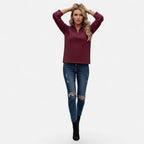 Women's Zipper Stand-Collar Knit Sweaters