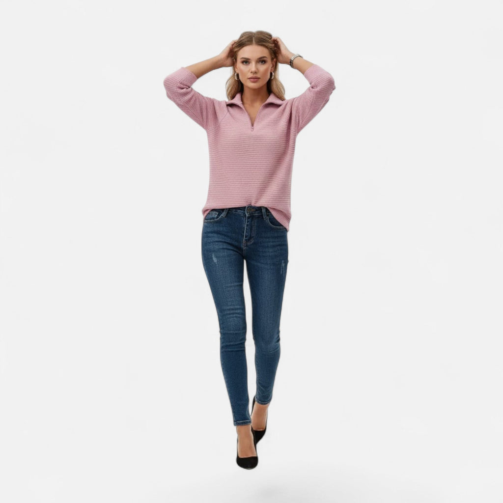 Women's Zipper Stand-Collar Knit Sweaters