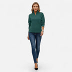 Women's Zipper Stand-Collar Knit Sweaters