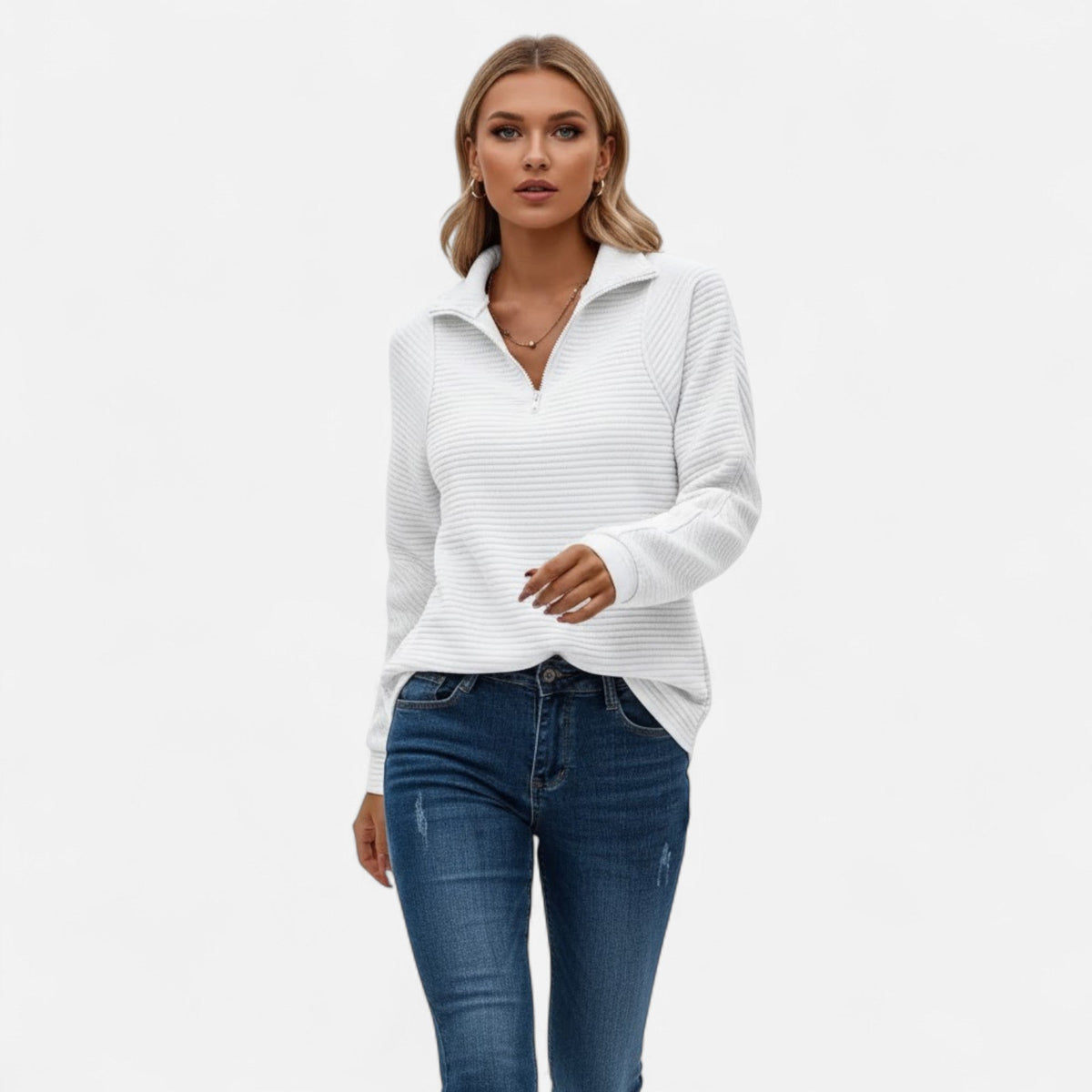 Women's Zipper Stand-Collar Knit Sweaters
