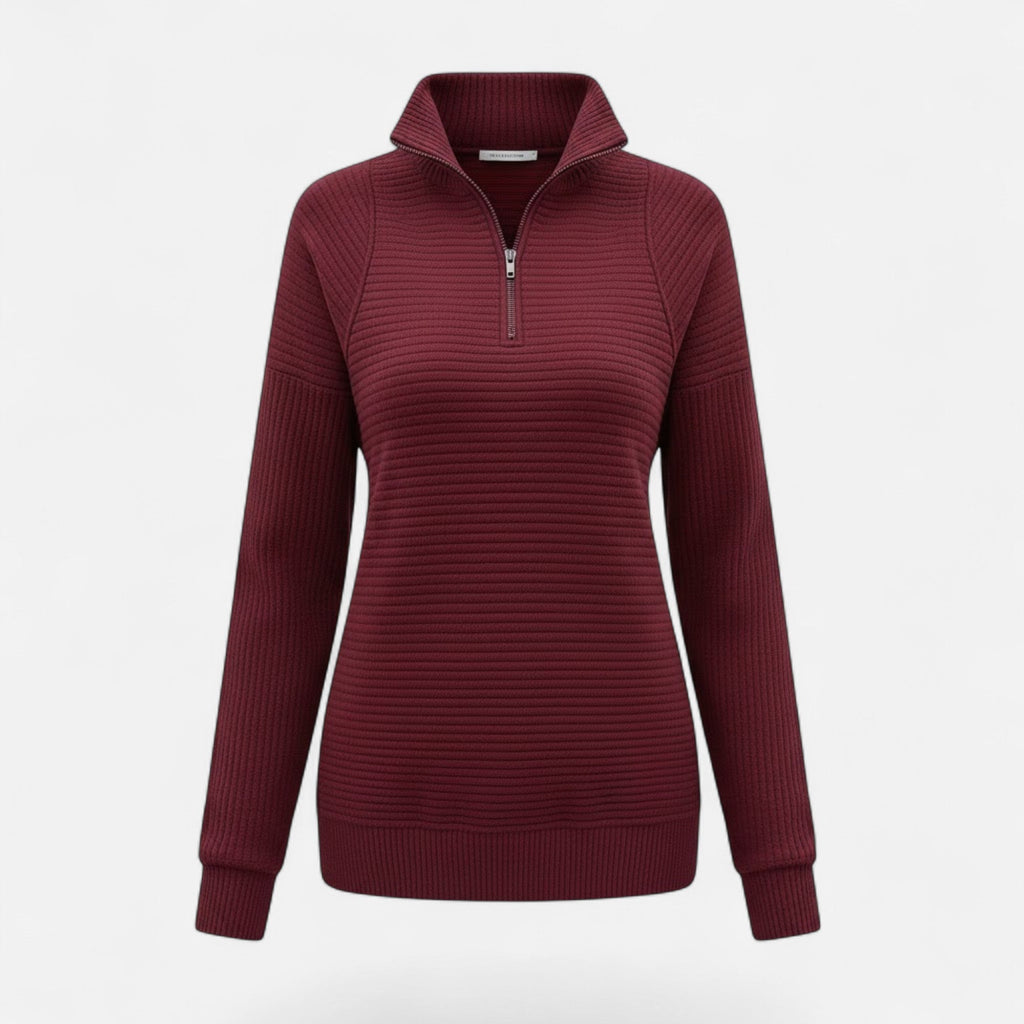 Women's Zipper Stand-Collar Knit Sweaters