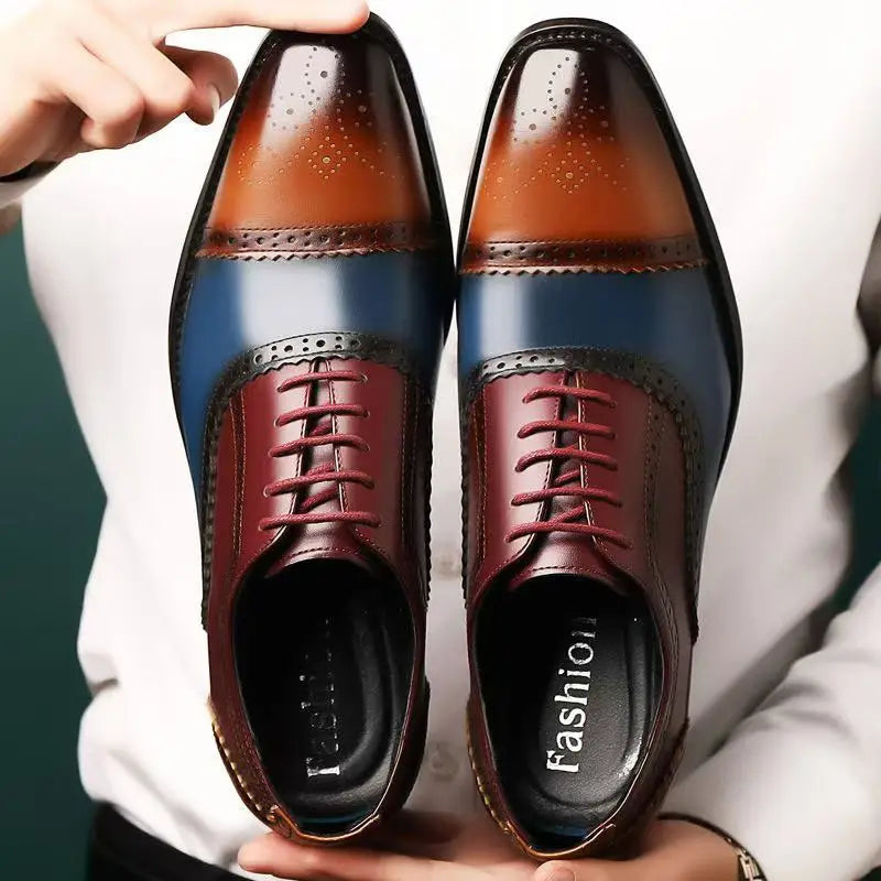 Men's Perforated Cap Toe Formal Lace Up Dress Shoes
