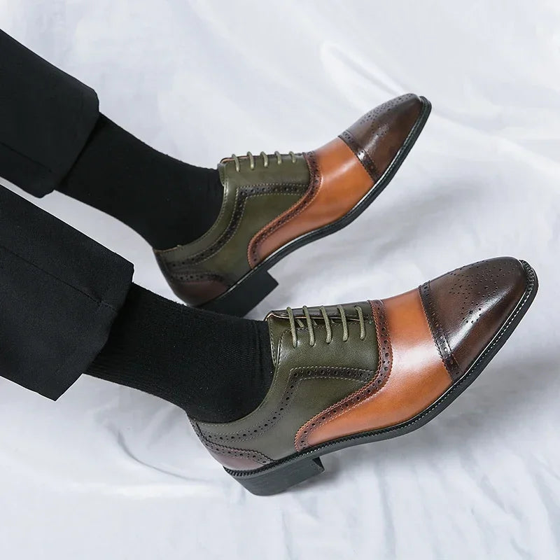 Men's Perforated Cap Toe Formal Lace Up Dress Shoes