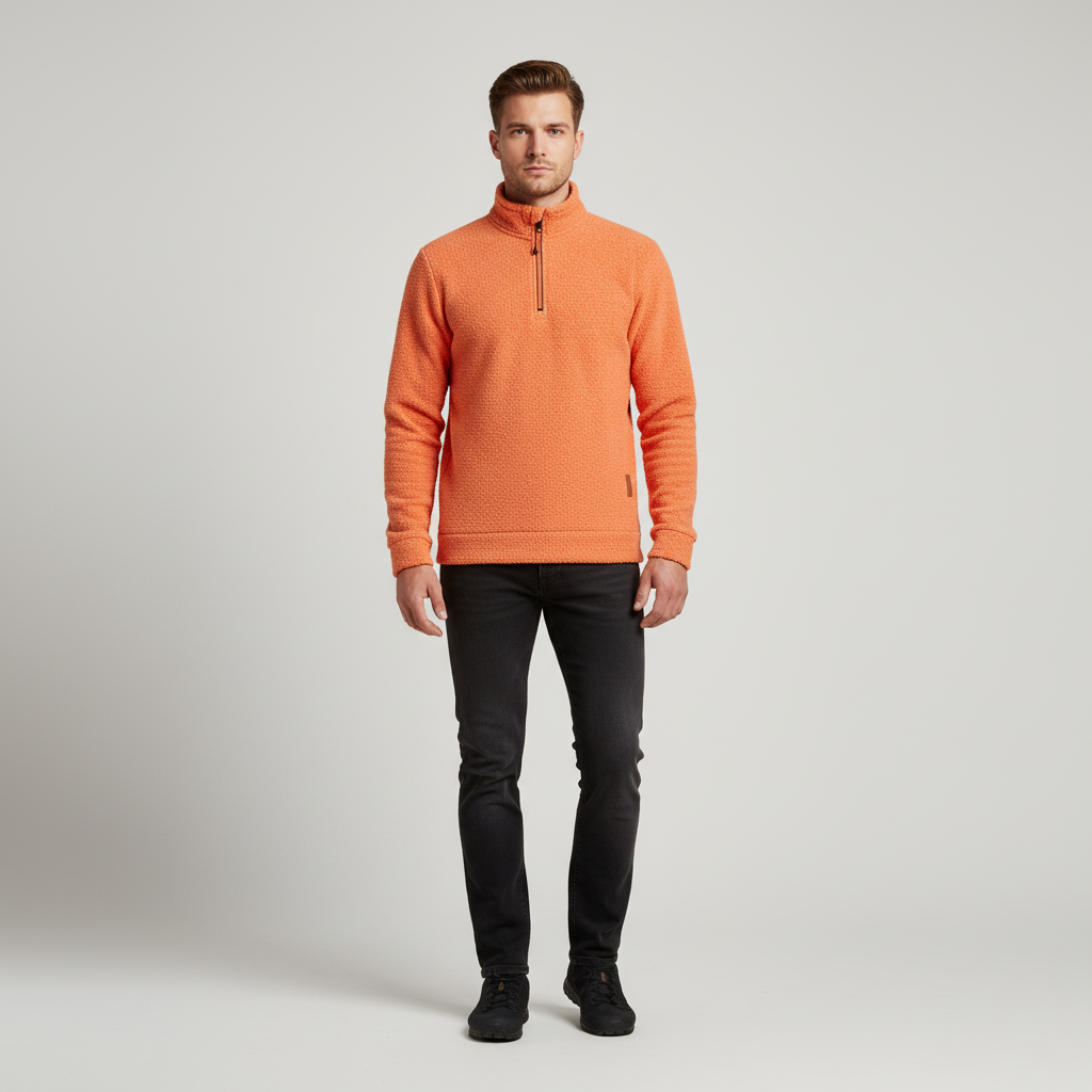 Men's Marled Quarter Zip Sweater with Funnel Neck