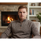 Men's Marled Quarter Zip Sweater with Funnel Neck