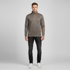 Men's Marled Quarter Zip Sweater with Funnel Neck