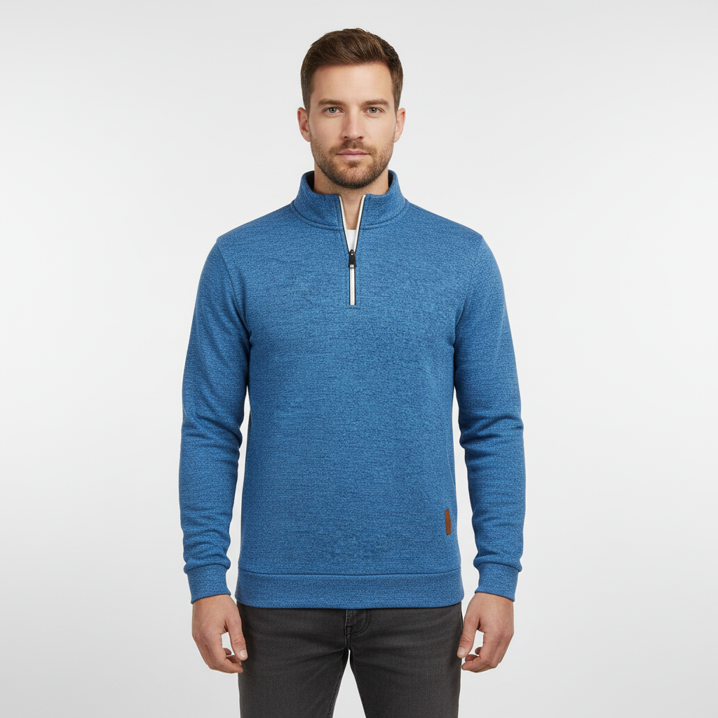 Men's Marled Quarter Zip Sweater with Funnel Neck