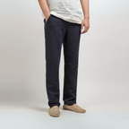 Men's Relaxed Fit Linen Trousers Straight Leg Lightweight Style
