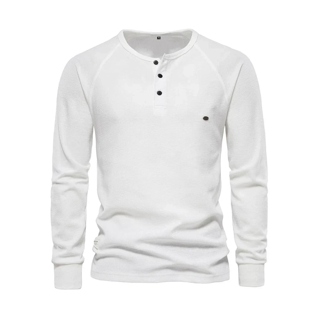Men's Henley Shirt Long Sleeve Button Neck Casual Top