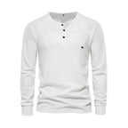 Men's Henley Shirt Long Sleeve Button Neck Casual Top