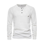 Men's Long Sleeve Henley Shirt Waffle Texture Casual Fit