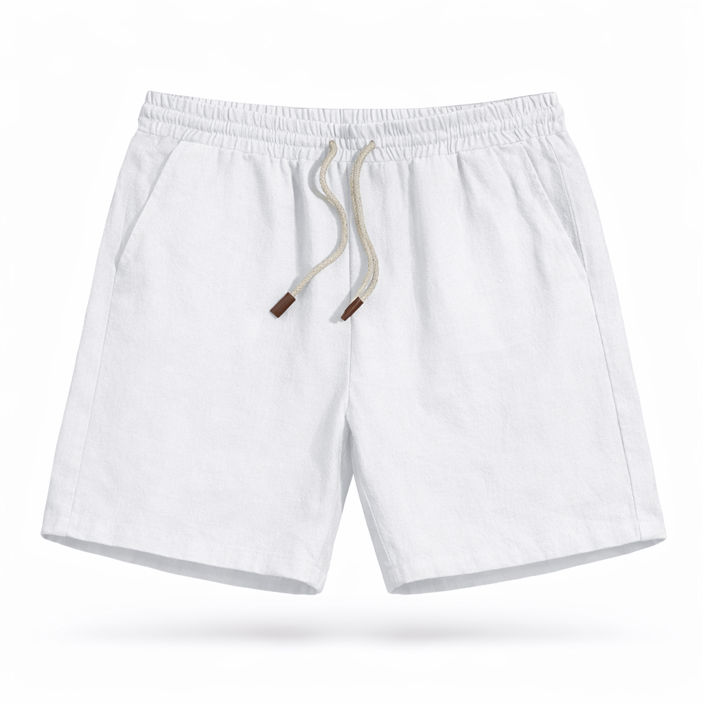 Men's Linen Shorts Elastic Waist Drawstring Summer Fit