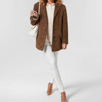 Women's Suede-Look Blazer – Relaxed Tailored Jacket