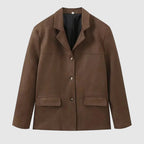 Women's Suede-Look Blazer – Relaxed Tailored Jacket