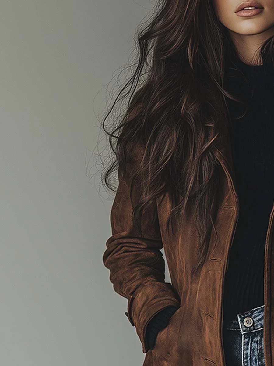 Women's Vintage-Inspired Longline Trench Coat Tailored Outerwear