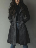 Women's Vintage-Inspired Longline Trench Coat Tailored Outerwear